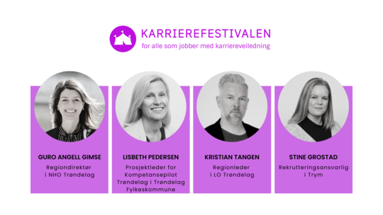 Bilde av fire foredragsholdere på Karierefestivalen